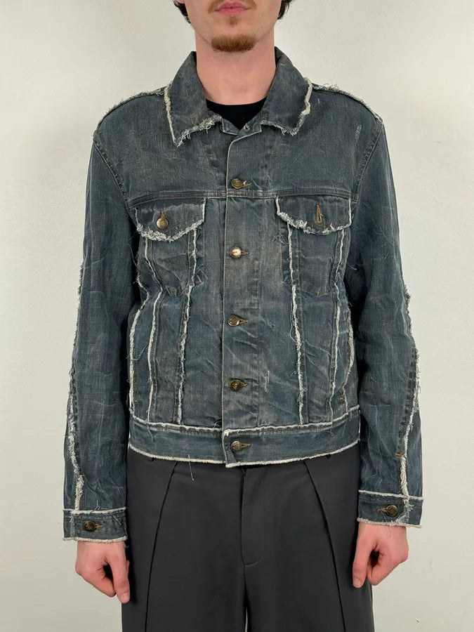 AW2003 Cavalli Blue Eroded Denim Rebel Jacket hYzEmZY 1