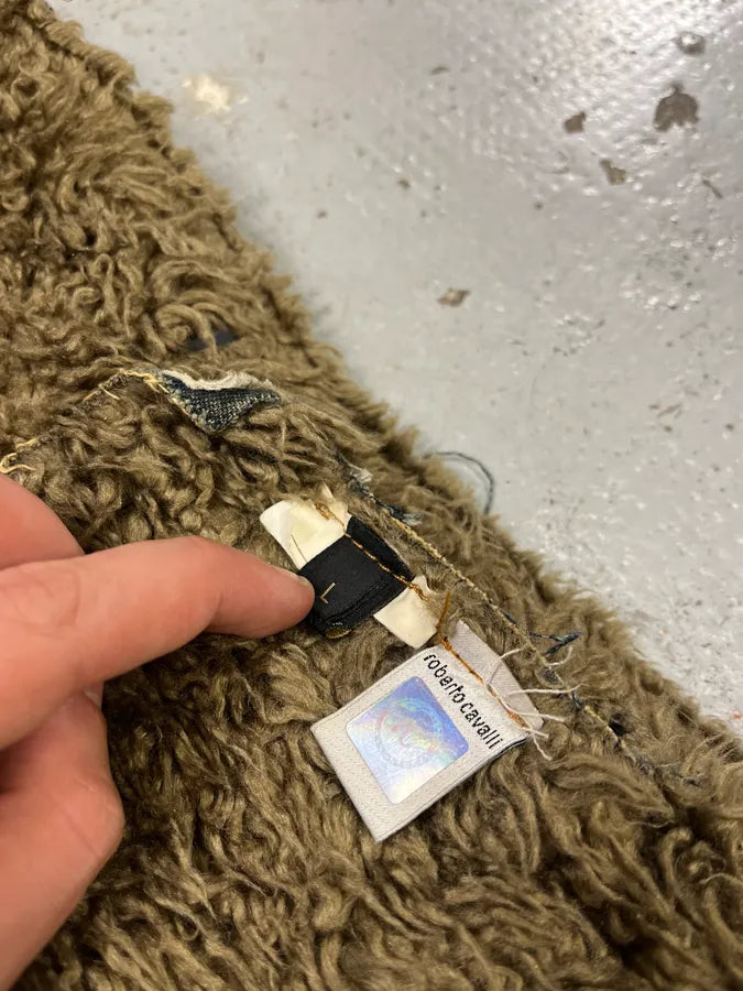 2000s Cavalli Blue Faded Denim Faux Fur Jacket GiyeIsF 10