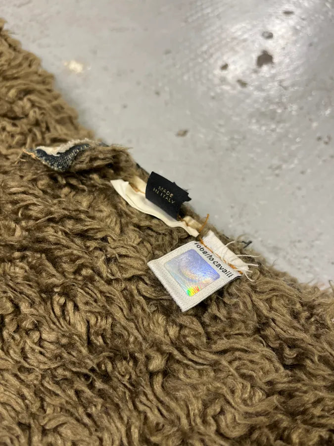 2000s Cavalli Blue Faded Denim Faux Fur Jacket GiyeIsF 11