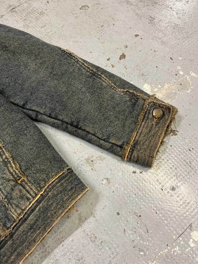 2000s Cavalli Blue Faded Denim Faux Fur Jacket GiyeIsF 6