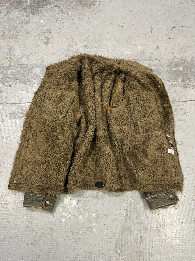 2000s Cavalli Blue Faded Denim Faux Fur Jacket GiyeIsF 8