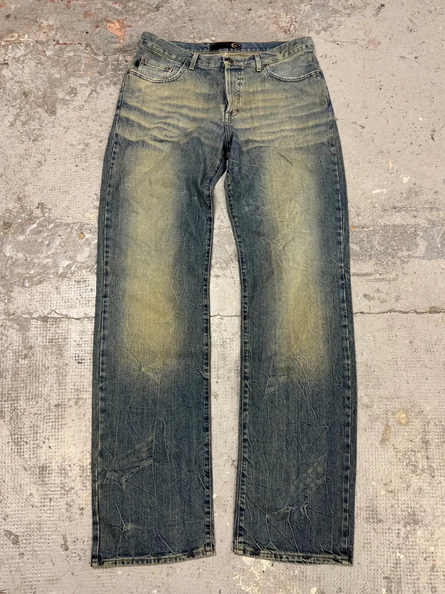 2000s Cavalli Blue Faded Denim Jeans HhSIaer 0