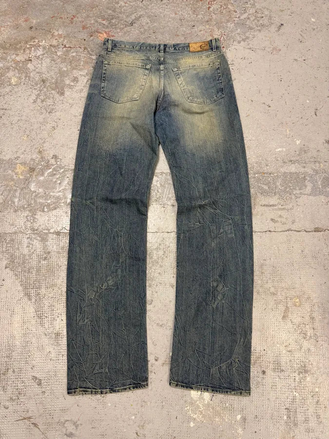 2000s Cavalli Blue Faded Denim Jeans HhSIaer 5
