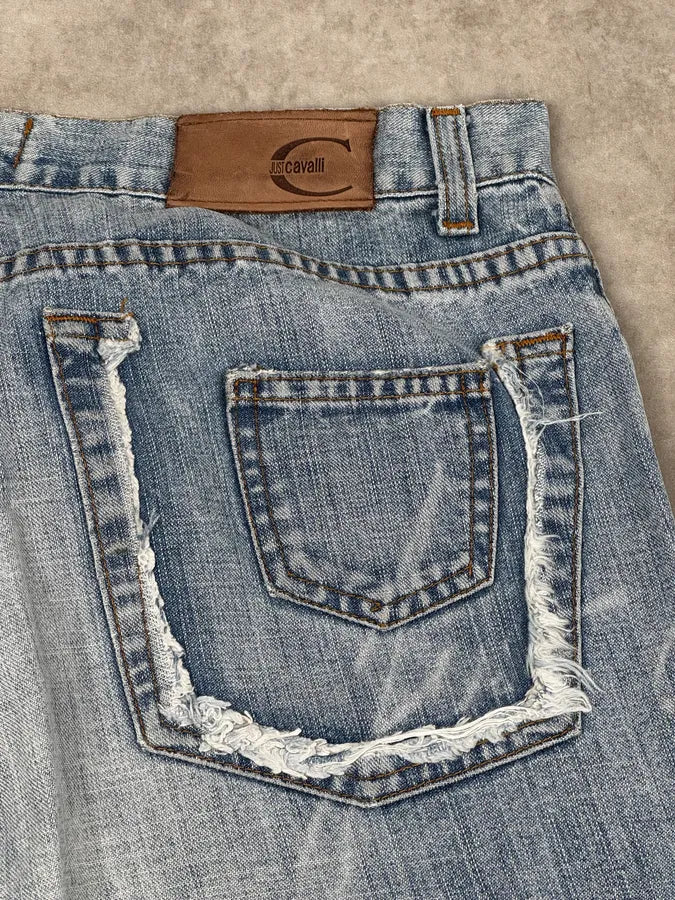 2000s Cavalli Blue Faded Destructured Pocket Denim Jeans OlvMtPO 7