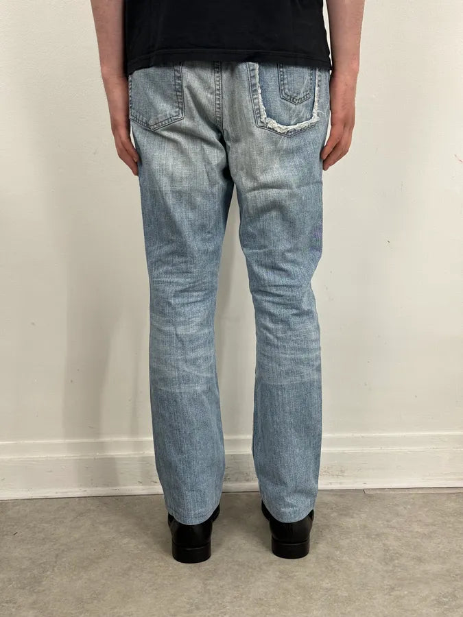2000s Cavalli Blue Faded Destructured Pocket Denim Jeans OlvMtPO 3