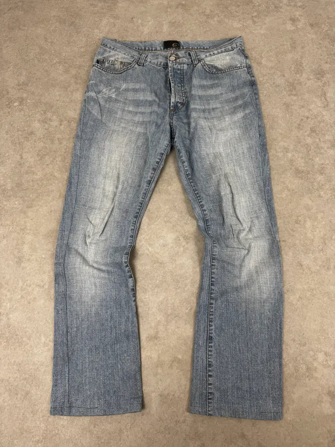 2000s Cavalli Blue Faded Destructured Pocket Denim Jeans OlvMtPO 0