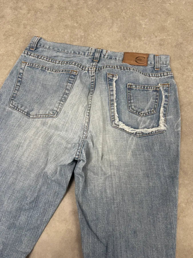2000s Cavalli Blue Faded Destructured Pocket Denim Jeans OlvMtPO 6