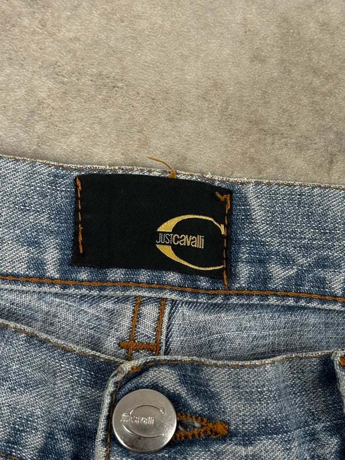 2000s Cavalli Blue Faded Destructured Pocket Denim Jeans OlvMtPO 9