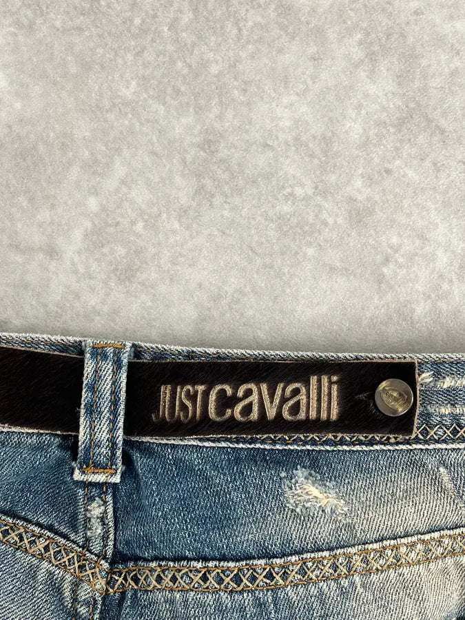 AW2005 Cavalli Blue Faded Distressed Denim Jeans LOZFBwM 10