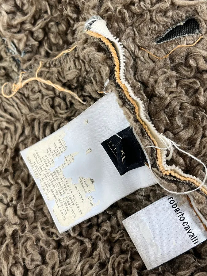 2000s Cavalli Blue Faded Fur Denim Jacket SXWAzpM 10