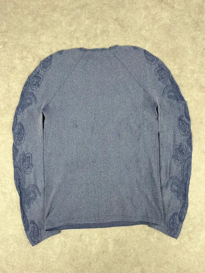 2000s Cavalli Blue Floral Longsleeves wqEqsia 5