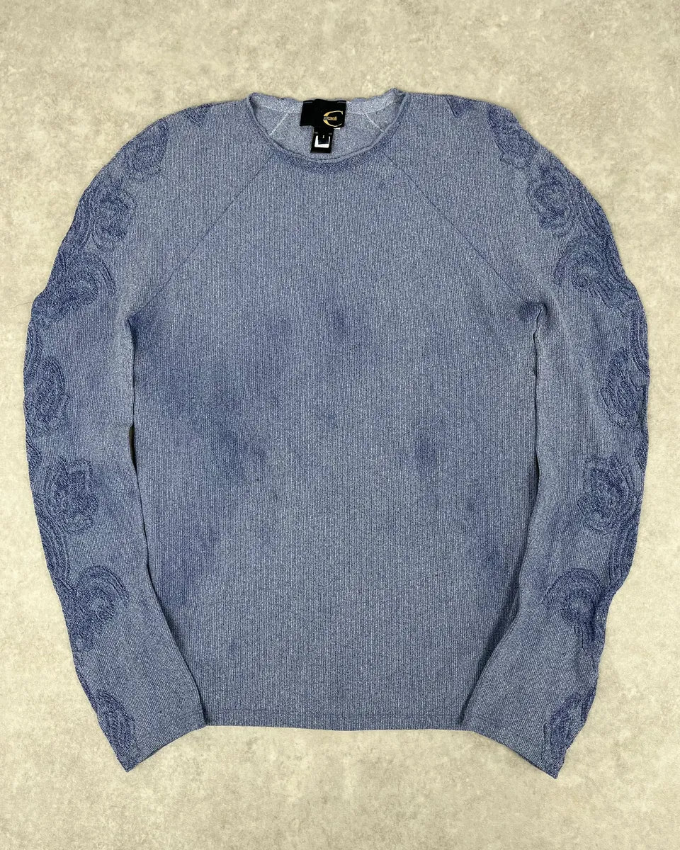 2000s Cavalli Blue Floral Longsleeves wqEqsia 0