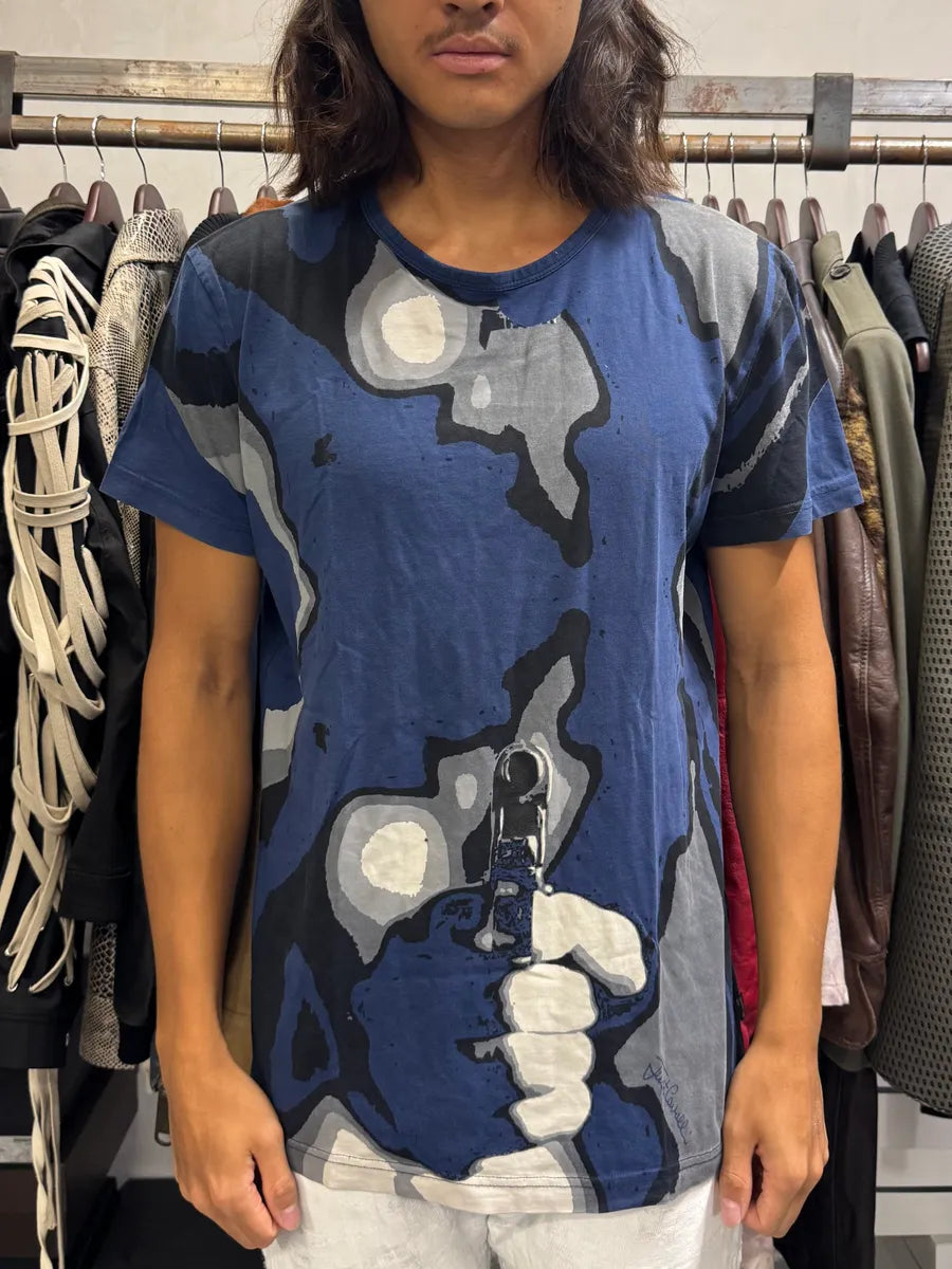 2000s Cavalli Blue Gun T-Shirt kYEutzM 1