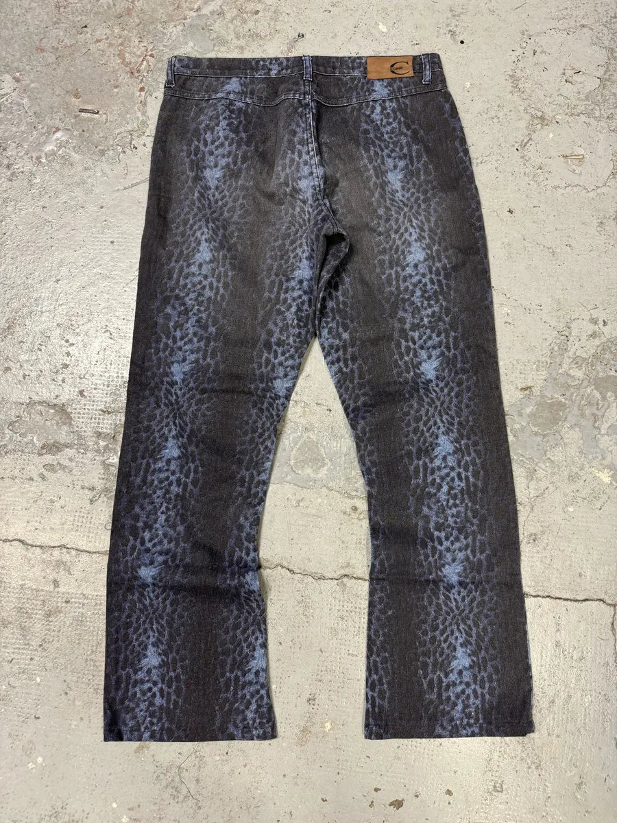 2000s Cavalli Blue Leopard Flared Pants lfNpzYy 1