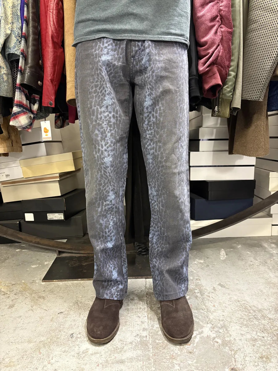 2000s Cavalli Blue Leopard Flared Pants lfNpzYy 2