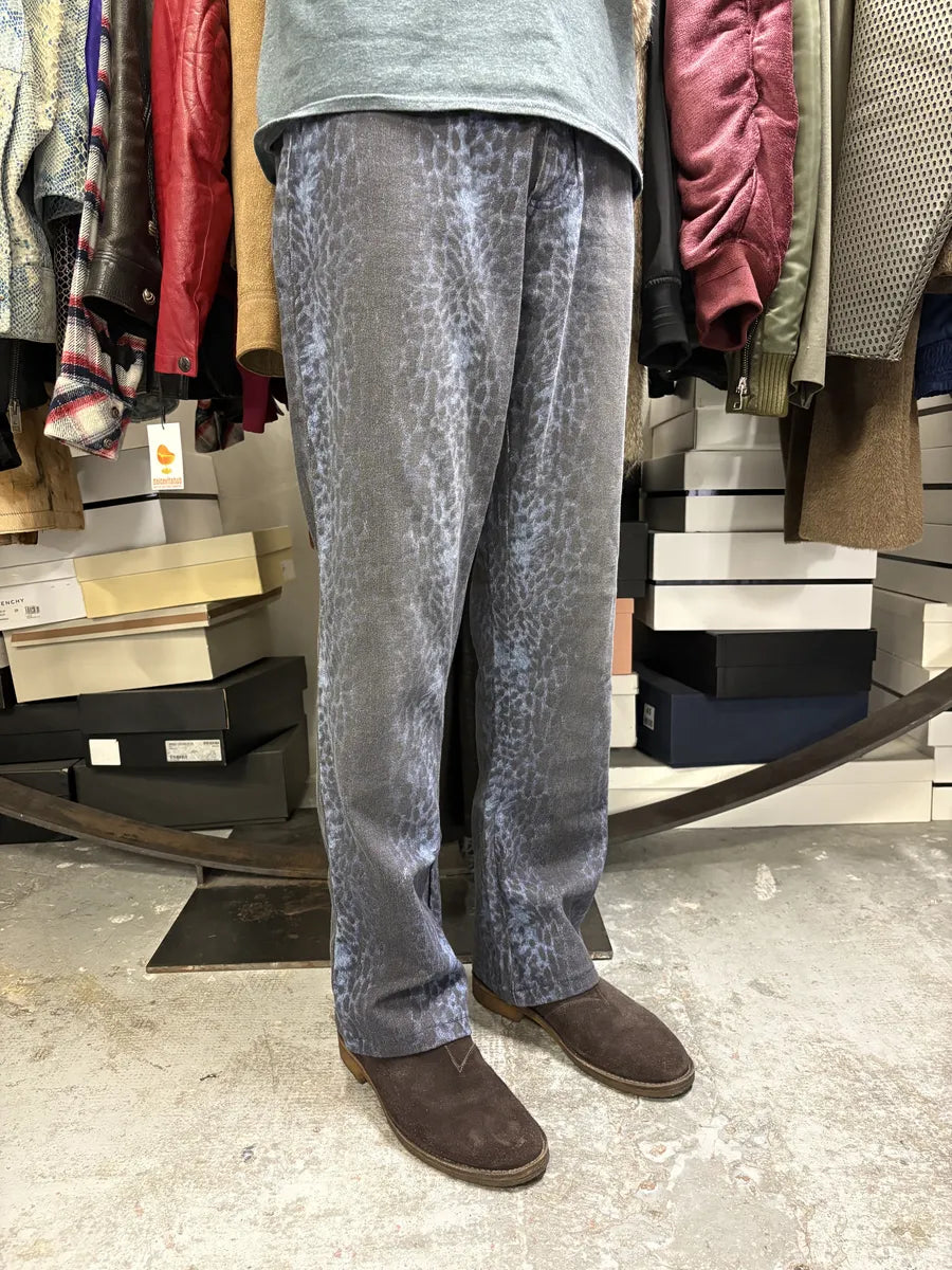 2000s Cavalli Blue Leopard Flared Pants lfNpzYy 3