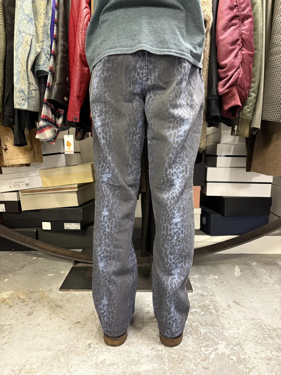 2000s Cavalli Blue Leopard Flared Pants lfNpzYy 4