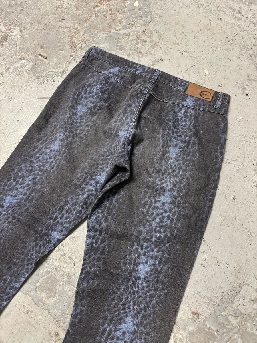 2000s Cavalli Blue Leopard Flared Pants lfNpzYy 5
