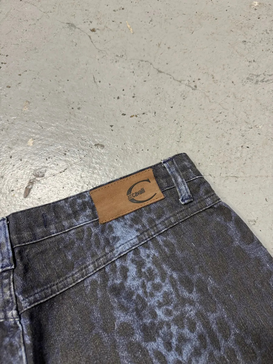 2000s Cavalli Blue Leopard Flared Pants lfNpzYy 6
