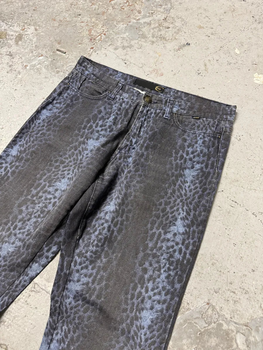 2000s Cavalli Blue Leopard Flared Pants lfNpzYy 9