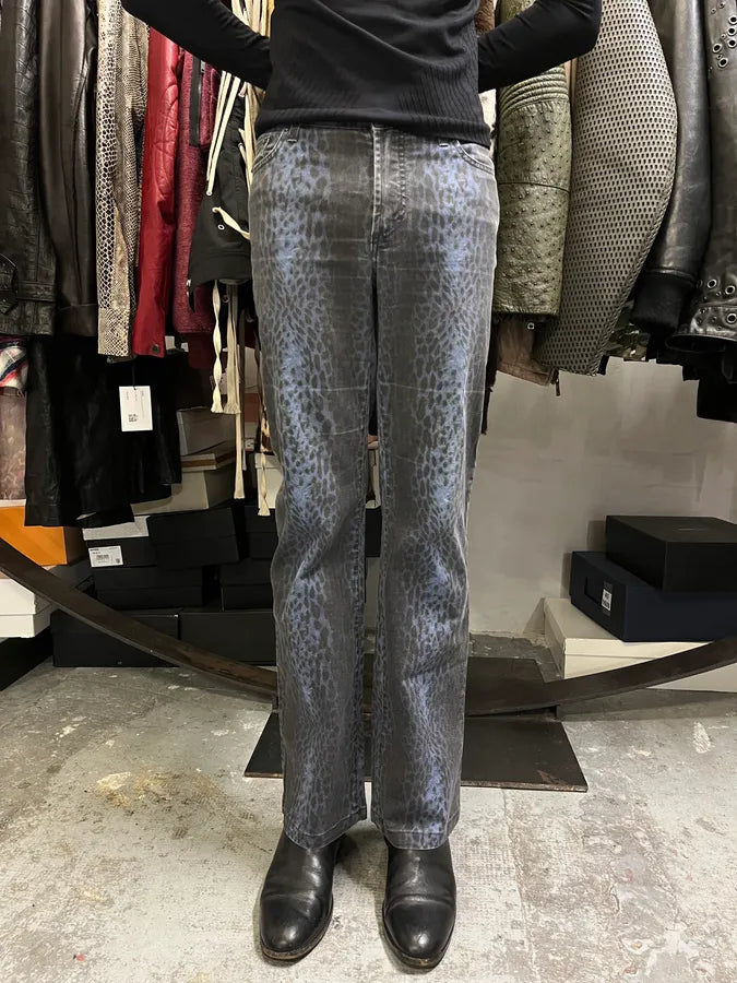 2000s Cavalli Blue Leopard Pants XIQEZCK 1