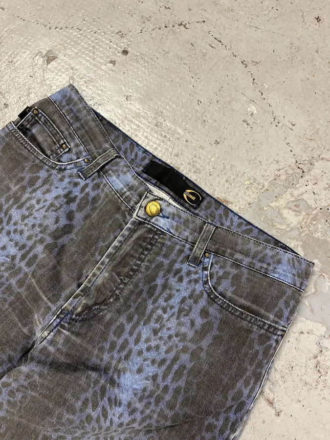 2000s Cavalli Blue Leopard Pants XIQEZCK 5