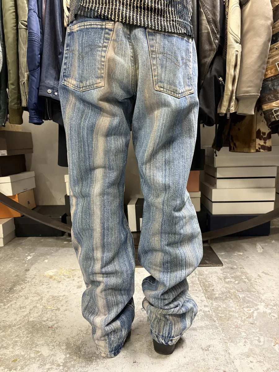 2000s Cavalli Blue Painted Effect Irregular Denim Jeans ZQWEJnb 2