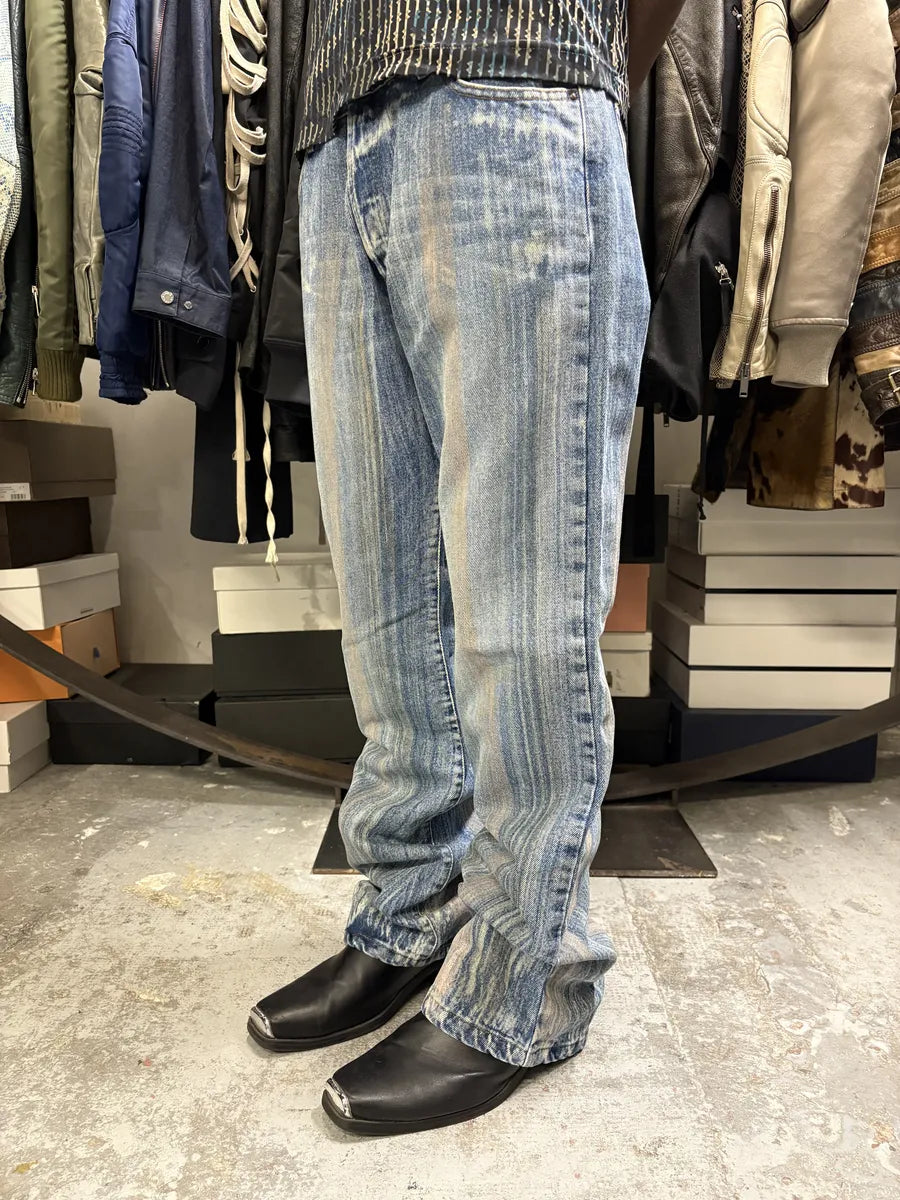 2000s Cavalli Blue Painted Effect Irregular Denim Jeans ZQWEJnb 3
