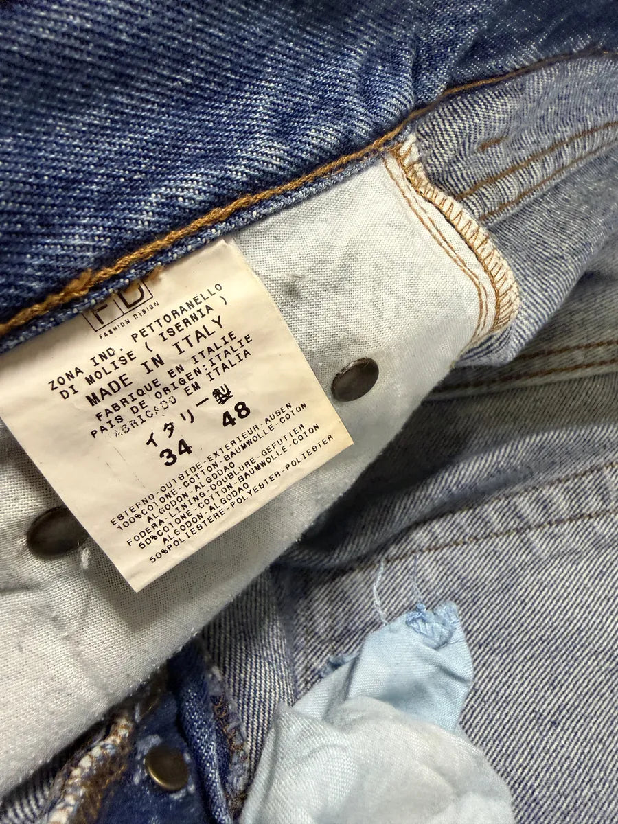 2000s Cavalli Blue Painted Effect Irregular Denim Jeans ZQWEJnb 6