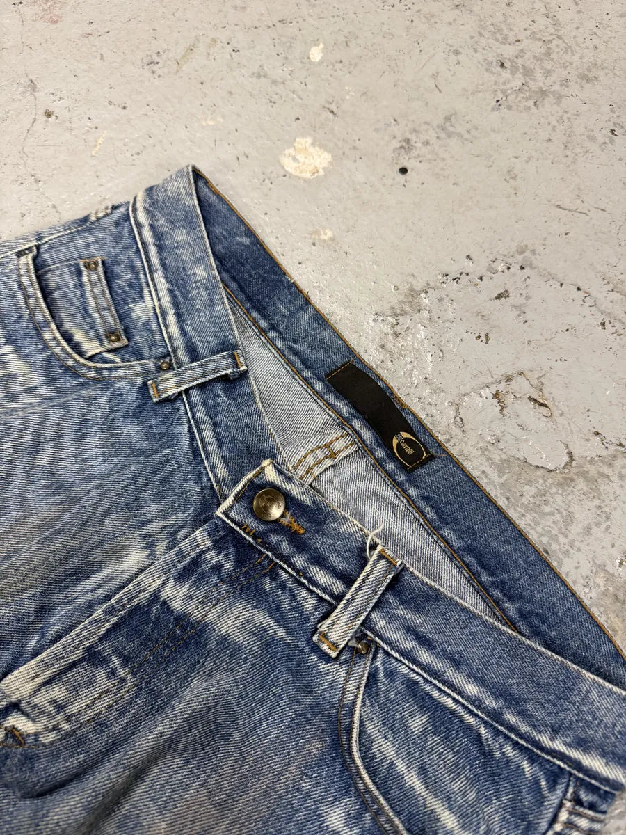 2000s Cavalli Blue Painted Effect Irregular Denim Jeans ZQWEJnb 7