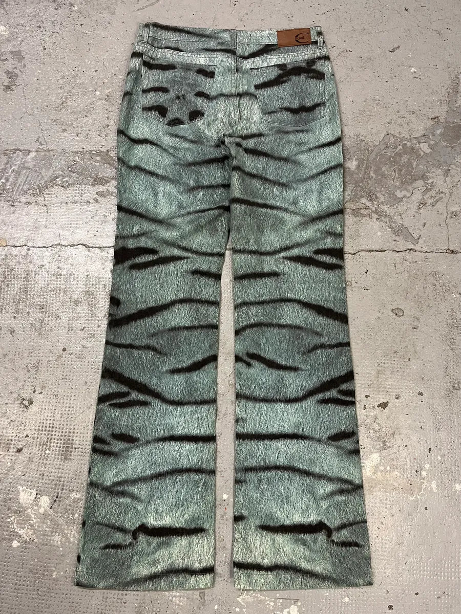 2000s Cavalli Blue Safari Savage Striped Pants (S/M) xICXpSL 1