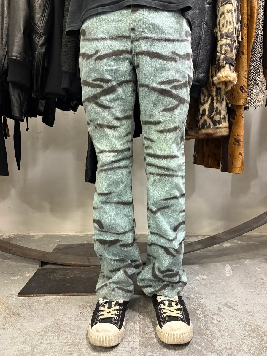 2000s Cavalli Blue Safari Savage Striped Pants (S/M) xICXpSL 2
