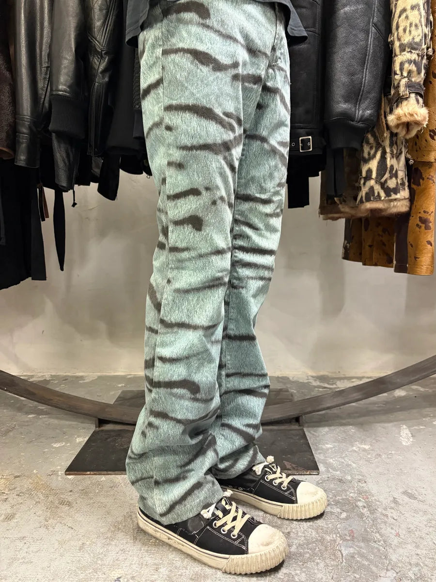 2000s Cavalli Blue Safari Savage Striped Pants (S/M) xICXpSL 3