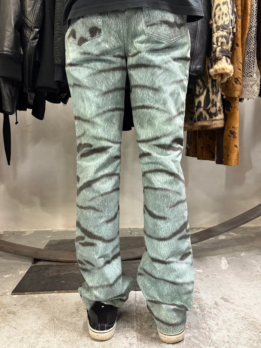 2000s Cavalli Blue Safari Savage Striped Pants (S/M) xICXpSL 4