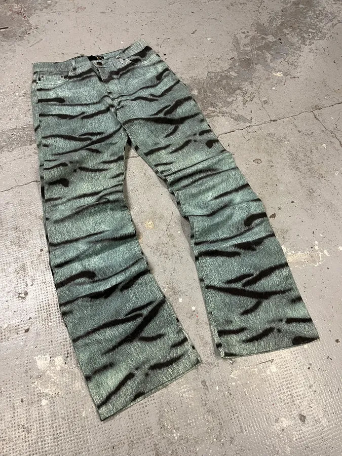 2000s Cavalli Blue Safari Savage Striped Pants (S/M) xICXpSL 5