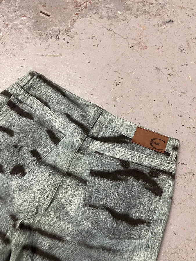 2000s Cavalli Blue Safari Savage Striped Pants (S/M) xICXpSL 9
