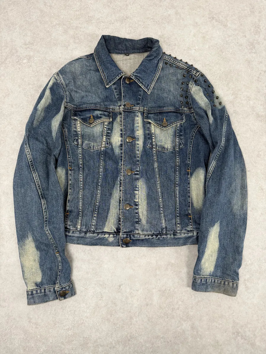 2000s Cavalli Blue Studded Denim Jacket kfteBeL 0
