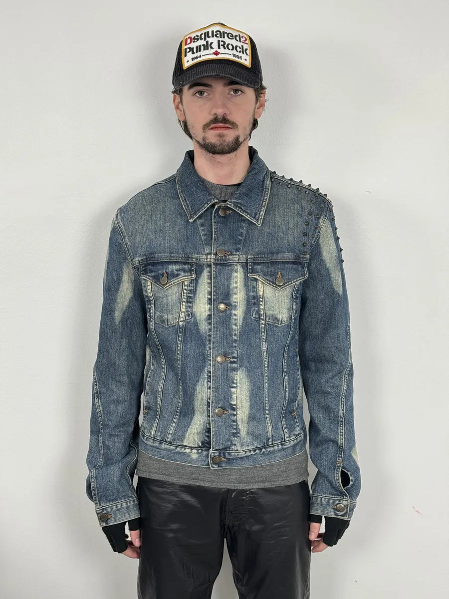 2000s Cavalli Blue Studded Denim Jacket kfteBeL 2