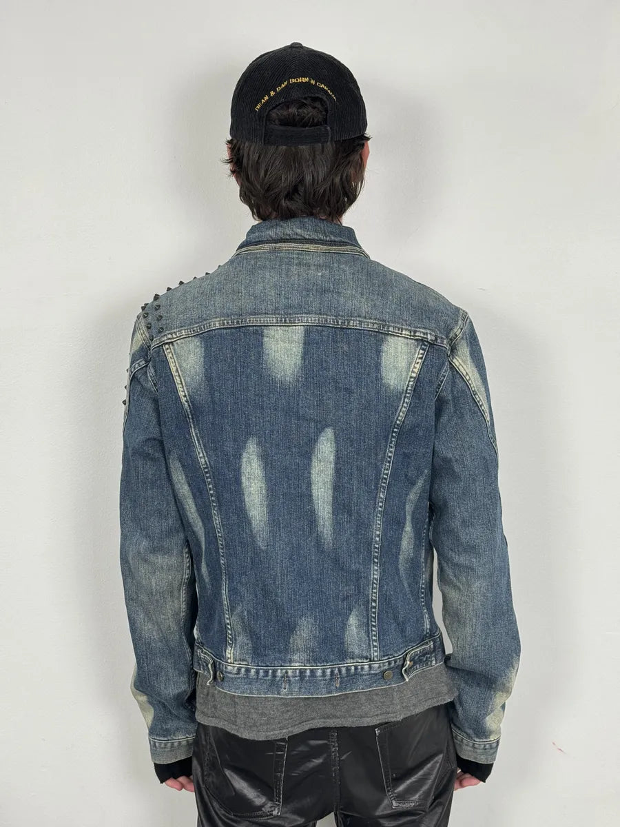2000s Cavalli Blue Studded Denim Jacket kfteBeL 3