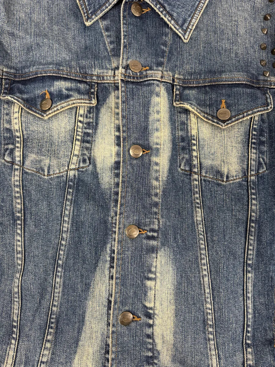 2000s Cavalli Blue Studded Denim Jacket kfteBeL 6