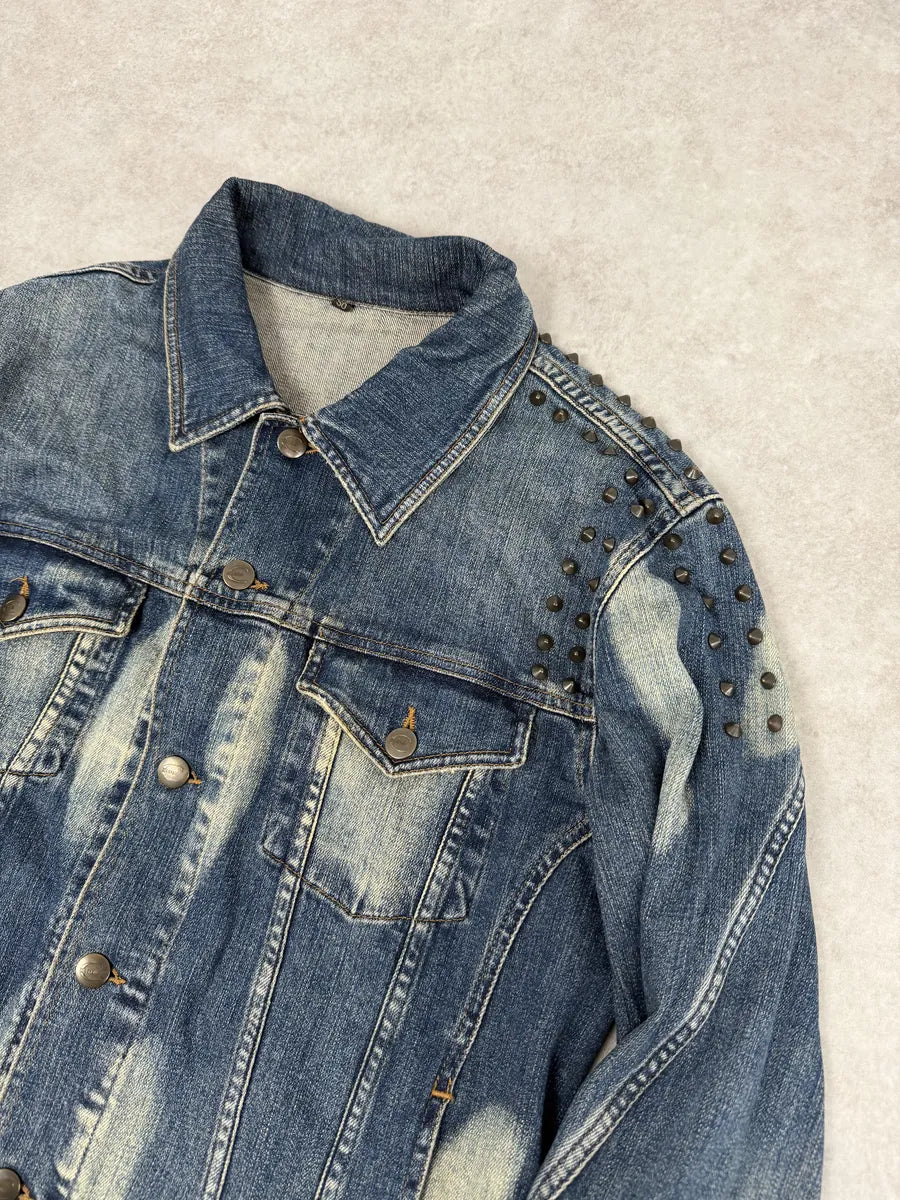 2000s Cavalli Blue Studded Denim Jacket kfteBeL 7