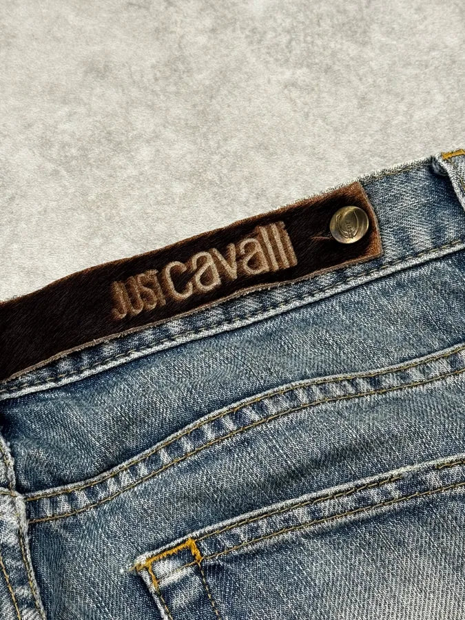 AW2005 Cavalli Faded Blue Washed Pearls Distressed Denim Jeans VTdFXyI 8
