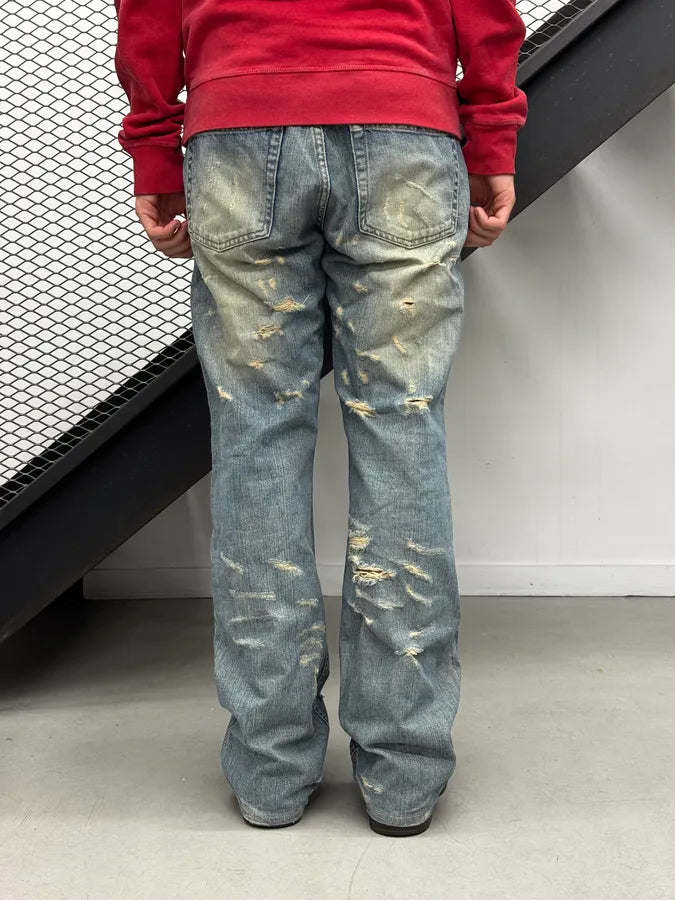 AW2005 Cavalli Faded Blue Washed Pearls Distressed Denim Jeans VTdFXyI 3