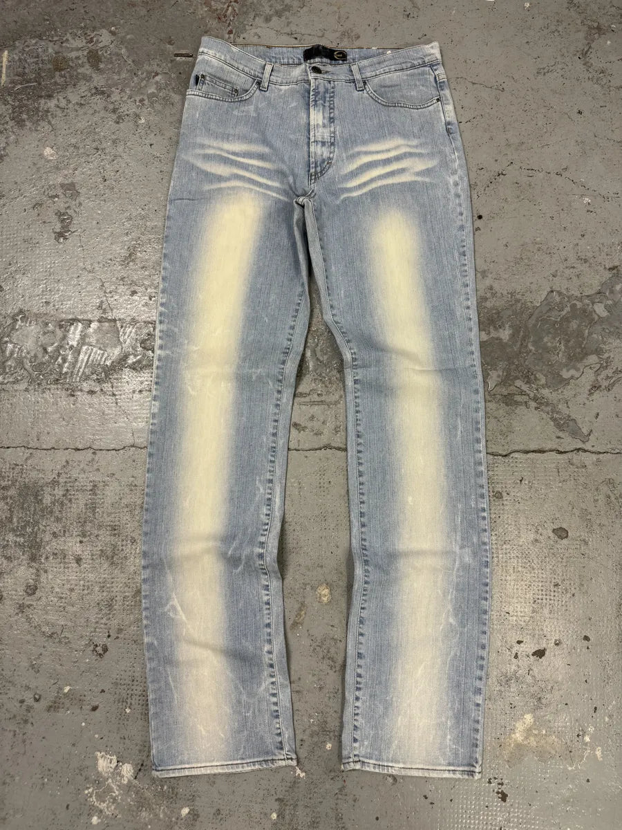 2000s Cavalli Blue White Faded Denim Jeans pSvuUpn 0