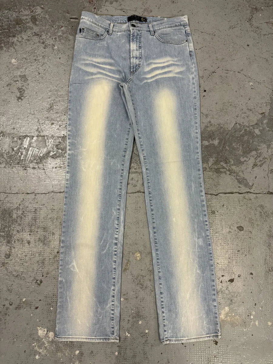2000s Cavalli Blue White Faded Denim Jeans pSvuUpn 2