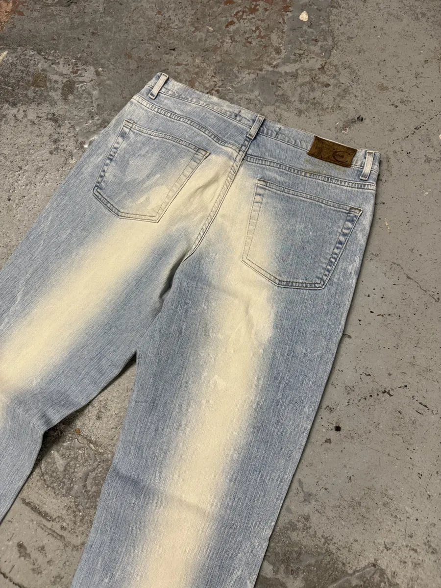 2000s Cavalli Blue White Faded Denim Jeans pSvuUpn 7