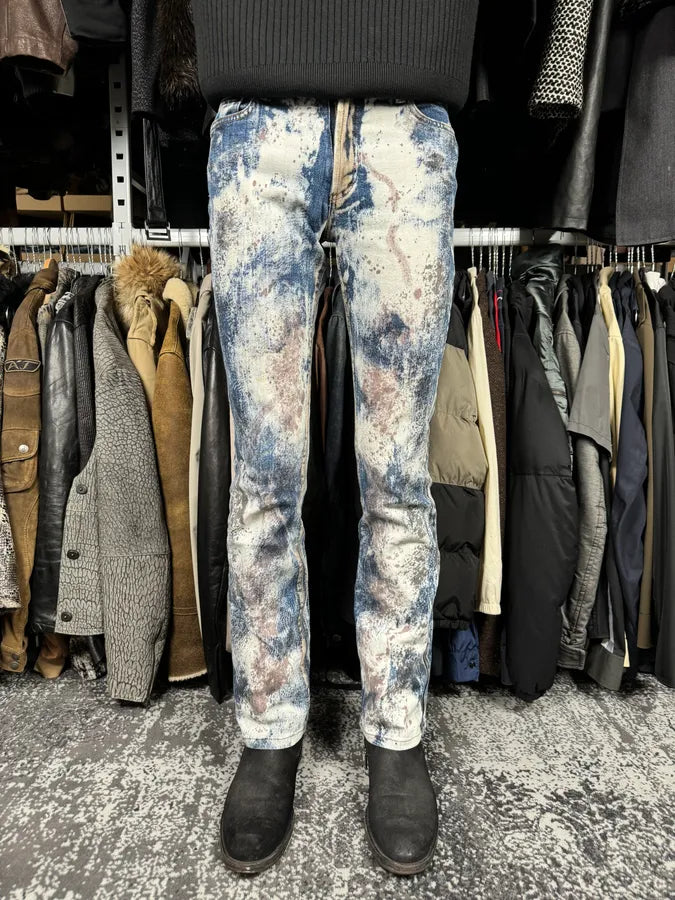 2000s Cavalli Blue World Eroded Denim Jeans JWAWqxZ 1