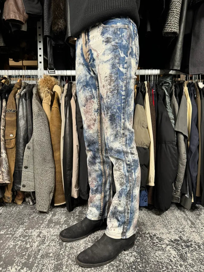 2000s Cavalli Blue World Eroded Denim Jeans JWAWqxZ 2