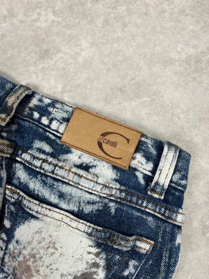 2000s Cavalli Blue World Eroded Denim Jeans JWAWqxZ 9