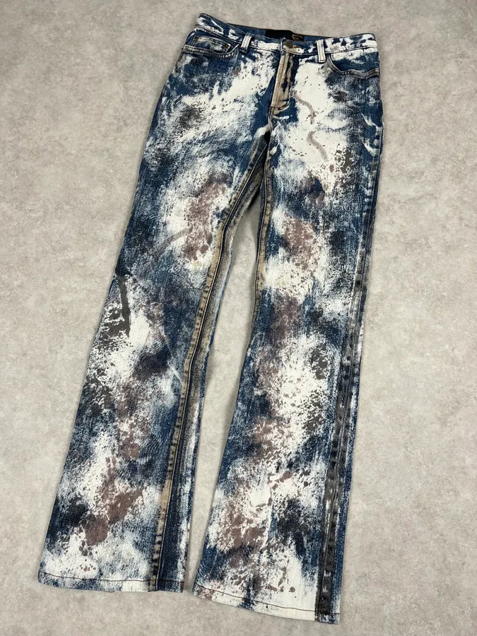 2000s Cavalli Blue World Eroded Denim Jeans JWAWqxZ 4